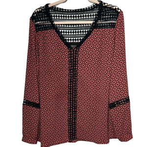 Michel Studio Pink Graphic Long Sleeve Blouse